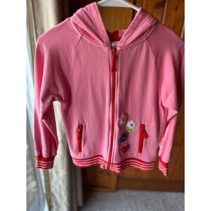 Hanna Andersson Girls Full Zip Hooded Sweatshirt |Pink Organic Cotton | SZ 8/130